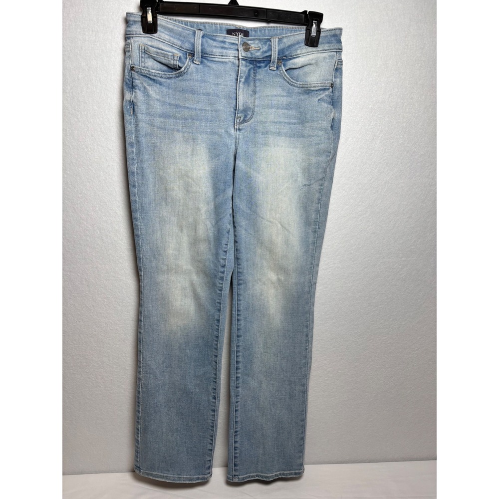 NYDJ Marilyn Straight Leg Jeans Light Wash Lift Tuck Stretch Denim Size 8